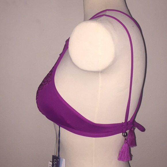 NWT Isabella Rose magenta knit bikini top size S - Picture 4 of 8